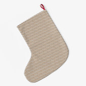 Grande Chaussette De Noël Cream Brown Stripes Christmas (Dos (Accrochage))