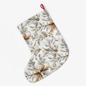 Grande Chaussette De Noël Cream White Gingerbread Bows   (Dos (Accrochage))