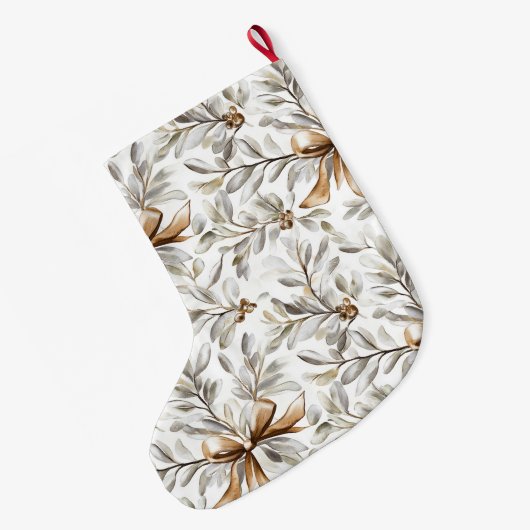 Grande Chaussette De Noël Cream White Gingerbread Bows   (Dos (Accrochage))