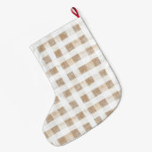 Grande Chaussette De Noël Cream White Plaid Stripes Christmas (Dos (Accrochage))