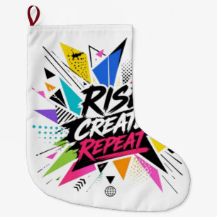 Grande Chaussette De Noël Créer Grandir Répéter Typographie Motivationnelle 