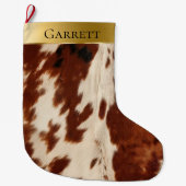 Grande Chaussette De Noël Crème blanche Nom de la vache Brown sud-ouest (Devant)