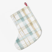 Grande Chaussette De Noël Crème Bleue Blanc Plaid Parties scintillant or de  (Dos (Accrochage))