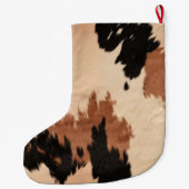 Grande Chaussette De Noël Crème Brown de cowhide (Dos)
