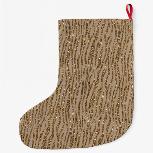 Grande Chaussette De Noël Crème Brown Zebra Imprimer Parties scintillant ani (Dos)