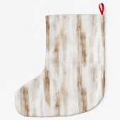 Grande Chaussette De Noël Crème chic Blanc Brown rayures Noël (Dos)
