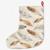 Grande Chaussette De Noël Crème Chic Blanc Plumes Brown Noël (Dos)