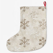 Grande Chaussette De Noël Crème d'argent Snowflakes blanc Noël (Dos)