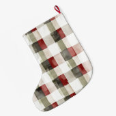 Grande Chaussette De Noël Crème d'argent Vert Rouge Trappe de Noël (Dos (Accrochage))