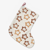 Grande Chaussette De Noël Crème Étoiles Blanches Noël (Devant (Accrochage))