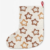 Grande Chaussette De Noël Crème Étoiles Blanches Noël (Dos)