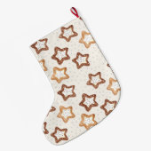 Grande Chaussette De Noël Crème Étoiles Blanches Noël (Dos (Accrochage))