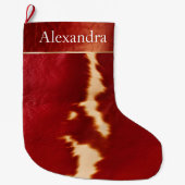 Grande Chaussette De Noël Crème Rouge Occidental Nom de Noël (Devant)