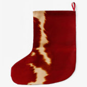 Grande Chaussette De Noël Crème Rouge Occidental Nom de Noël (Dos)