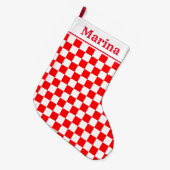 Grande Chaussette De Noël Croatie à damiers nom du motif (Devant (Accrochage))