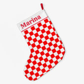 Grande Chaussette De Noël Croatie à damiers nom du motif (Dos (Accrochage))