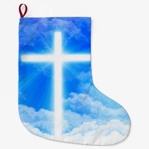 Grande Chaussette De Noël Croix de lumière Jésus-Christ chrétien personna