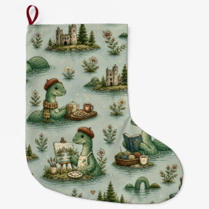 Grande Chaussette De Noël Cryptides cosy Nessie Monstre du Loch Ness passe-t