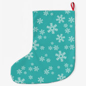 Grande Chaussette De Noël Cuisine Turquoise flocon de neige Kitten (Dos)