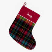 Grande Chaussette De Noël Custom Black and Pink Plaid Gingham Pattern (Devant (Accrochage))