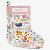 Grande Chaussette De Noël Cute Baby Girl Pink Pattern (Devant)