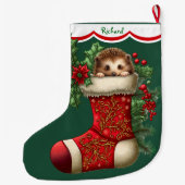 Grande Chaussette De Noël Cute Baby Hedgehog Peeking (Dos)