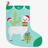 Grande Chaussette De Noël Cute blanche Llama Santa Hat (Devant)