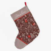 Grande Chaussette De Noël Cute Christmas Reindeer Pattern Personalized  (Dos (Accrochage))