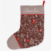 Grande Chaussette De Noël Cute Christmas Reindeer Pattern Personalized  (Dos)