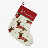 Grande Chaussette De Noël Cute Dachshund (Devant (Accrochage))