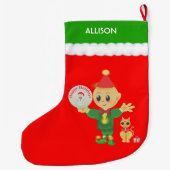 Grande Chaussette De Noël Cute Elf (Dos)