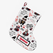 Grande Chaussette De Noël Cute Gangster Père Noël Joyeux Noël en blanc | (Devant (Accrochage))