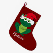 Grande Chaussette De Noël Cute Grenouille de Noël (Devant (Accrochage))
