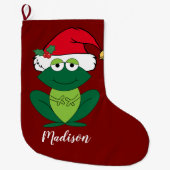 Grande Chaussette De Noël Cute Grenouille de Noël (Devant)