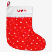 Grande Chaussette De Noël Cute Mom with Heart & Heart Pattern on Red (Devant)