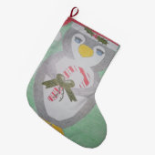 Grande Chaussette De Noël Cute Noël Pingouin Stocking (Devant (Accrochage))