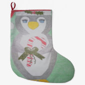 Grande Chaussette De Noël Cute Noël Pingouin Stocking (Devant)