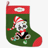 Grande Chaussette De Noël Cute Panda Bear Polkadot (Devant)