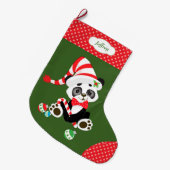 Grande Chaussette De Noël Cute Panda Bear Polkadot (Devant (Accrochage))