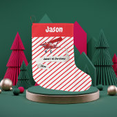 Grande Chaussette De Noël Cute Père Noël & Avion, Premier Noël, Personnalisé