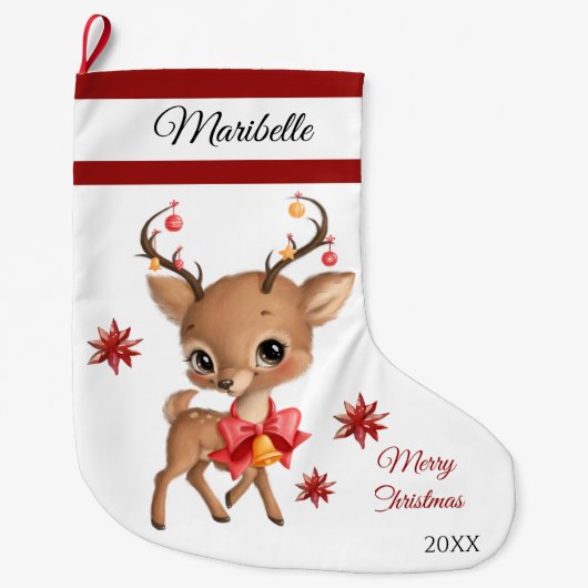 Grande Chaussette De Noël Cute Reindeer Grande réserve de Noël (Devant)