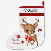 Grande Chaussette De Noël Cute Reindeer Grande réserve de Noël (Dos)