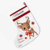 Grande Chaussette De Noël Cute Reindeer Grande réserve de Noël (Dos (Accrochage))