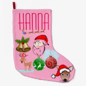 Grande Chaussette De Noël Cute Reindeer Stocking Sleigh Joyeux Vacances (Devant)