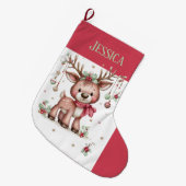 Grande Chaussette De Noël Cute Reinder personnalisée (Devant (Accrochage))
