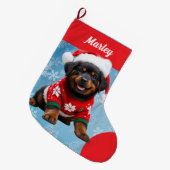 Grande Chaussette De Noël Cute Rottweiler Chiot en Sweat Personnalisé (Devant (Accrochage))