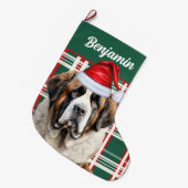Grande Chaussette De Noël Cute Saint Bernard Dog Plaid Custom (Devant (Accrochage))