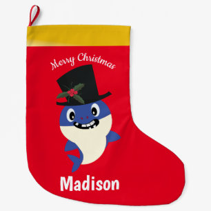 Grande Chaussette De Noël Cute Shark 🦈 Fun Fab Kids Super Ocean