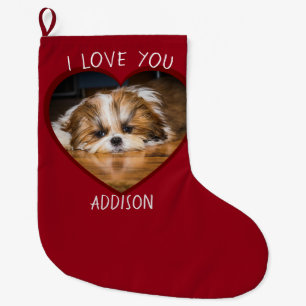 Grande Chaussette De Noël Cute shih tzu love Saint Valentin
