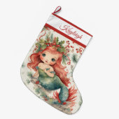 Grande Chaussette De Noël Cute sirène (Devant (Accrochage))